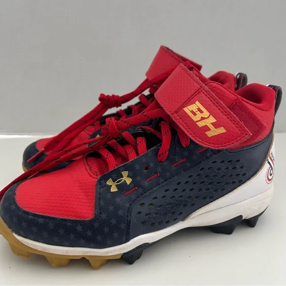 Under Armour Harper 6 Red White and Blue Boys Baseball Cleats Boys Size 3Y - Picture 4 of 12